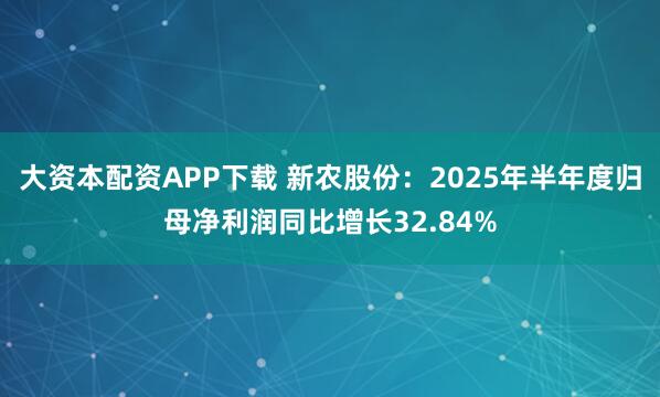 大资本配资APP下载 新农股份：2025年半年度归母净利润同比增长32.84%